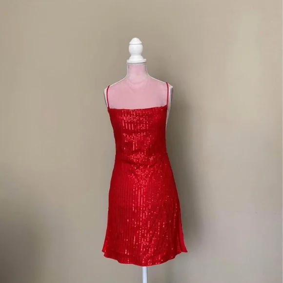 Red Sequin Mini Dress - Picture 2 of 5